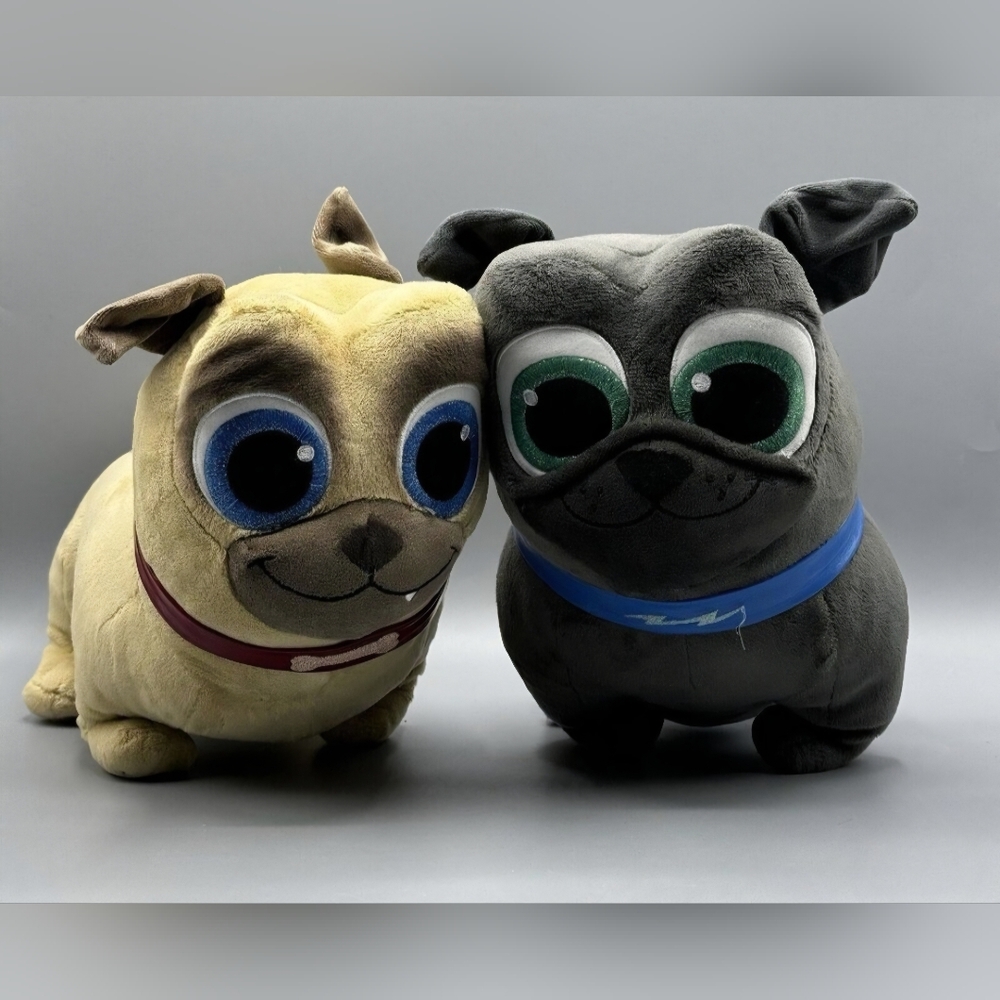 Plush Puppy Dog Pals Set - Tan and Dark Gray